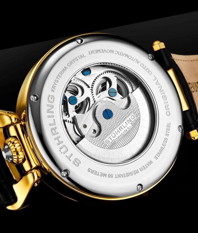 Stuhrling,Legacy 46mm,46mm,Stainless Steel,Gold,Automatic,Dule Time,Day / Night Indication,3920,3920.2