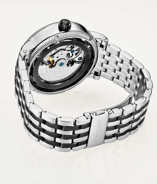 Stuhrling,Legacy 48mm,48mm,Stainless Steel,Black,Silver,Automatic,Dule Time,Day / Night Indication,3922,3922.4