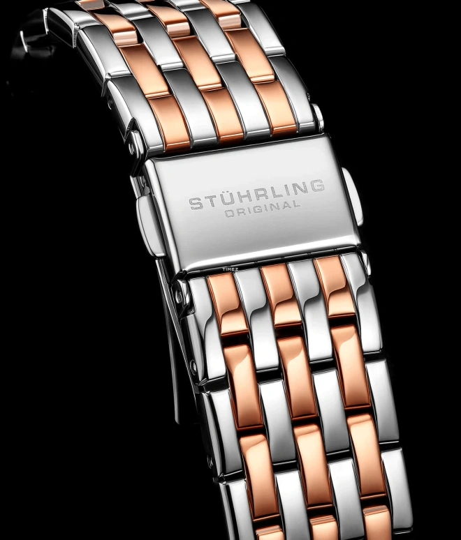 Stuhrling,Legacy 38mm,38mm,Stainless Steel,Rose Gold,Silver,Automatic,Hardlex,Round,3944,3944.3