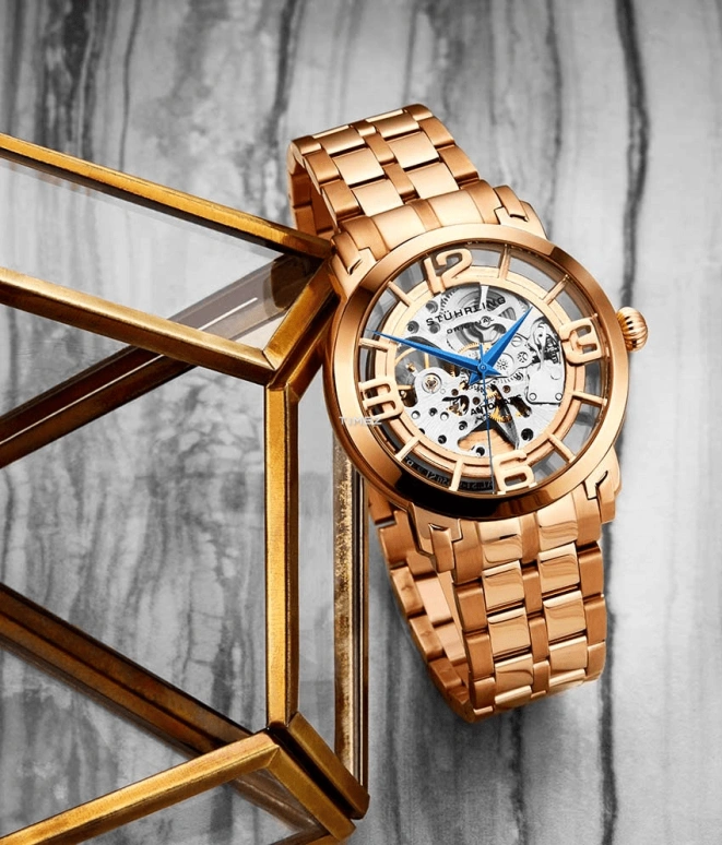 Stuhrling,Legacy 42mm,42mm,Stainless Steel,Rose Gold,Silver,Automatic,Hardlex,Round,3964,3964.3