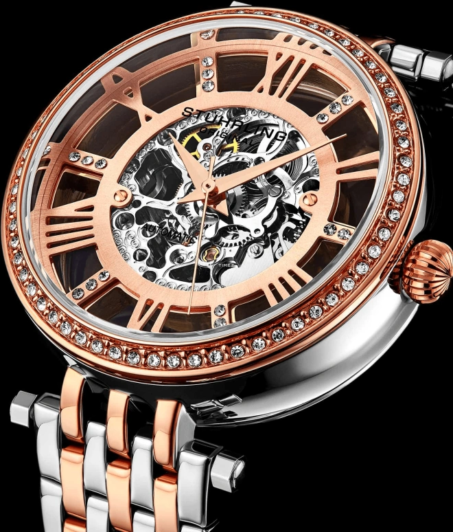 Stuhrling,Legacy 38mm,38mm,Stainless Steel,Rose Gold,Silver,Automatic,Hardlex,Round,3944,3944.3