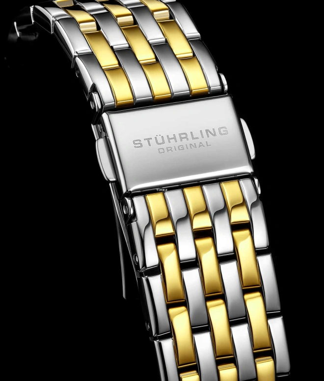 Stuhrling,Legacy 38mm,38mm,Stainless Steel,Gold,Automatic,Hardlex,Round,3944,3944.2