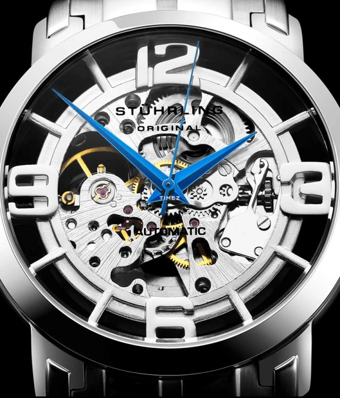 Stuhrling,Legacy 42mm,42mm,Stainless Steel,Silver,Automatic,Hardlex,Round,3964,3964.1