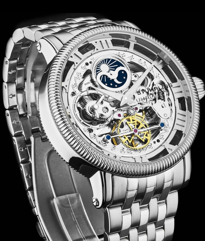 Stuhrling,Legacy 48mm,48mm,Stainless Steel,Silver,Automatic,Dule Time,Day / Night Indication,3922,3922.1