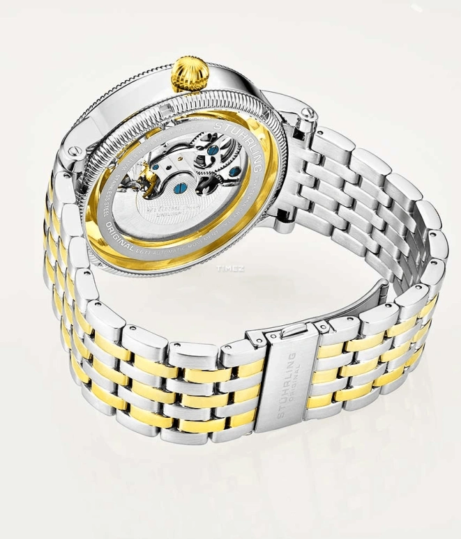 Stuhrling,Legacy 48mm,48mm,Stainless Steel,Gold,Silver,Automatic,Dule Time,Day / Night Indication,3922,3922.2
