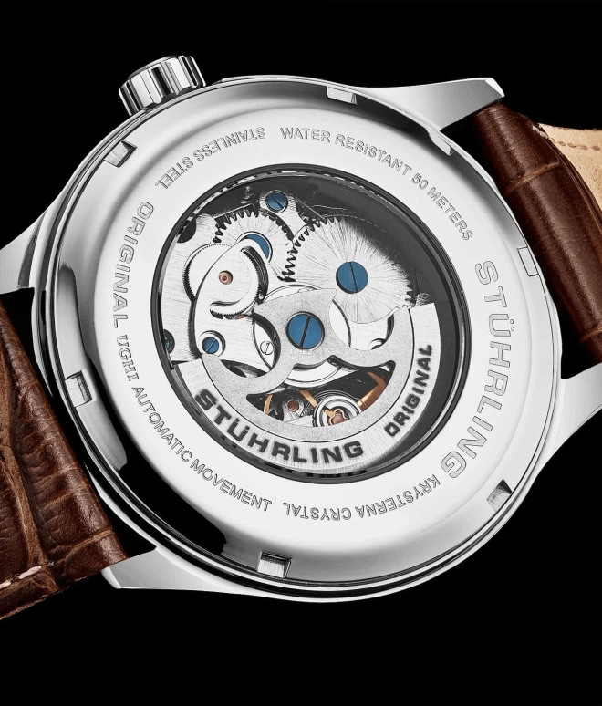 Stuhrling,Legacy 42mm,42mm,Stainless Steel,Silver,Grey,Automatic,Hardlex,Round,3947,3947.3