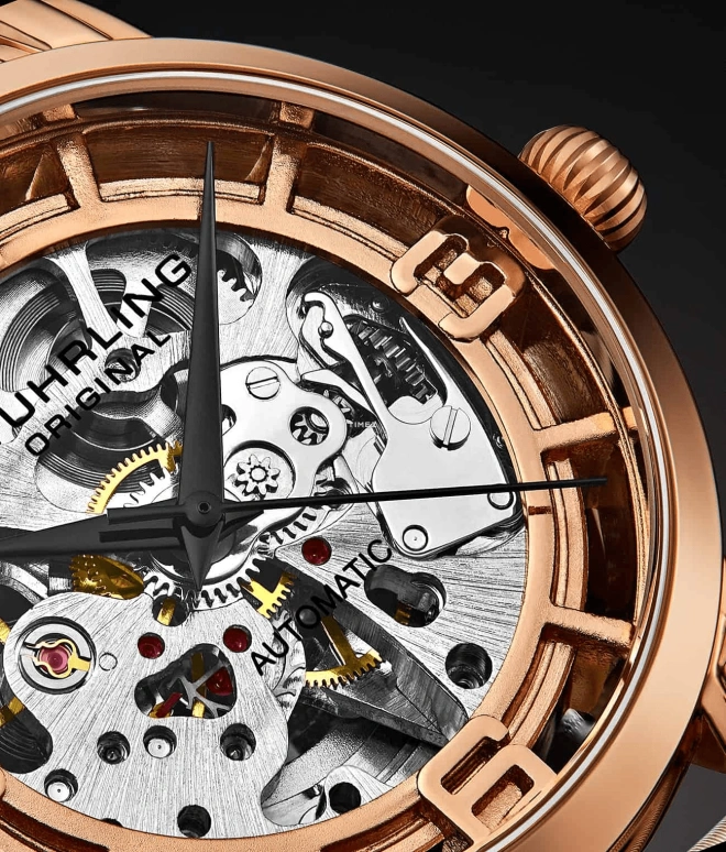 Stuhrling,Legacy 40mm,40mm,Stainless Steel,Silver,Rose Gold,Automatic,Hardlex,Round,3982,3982.5