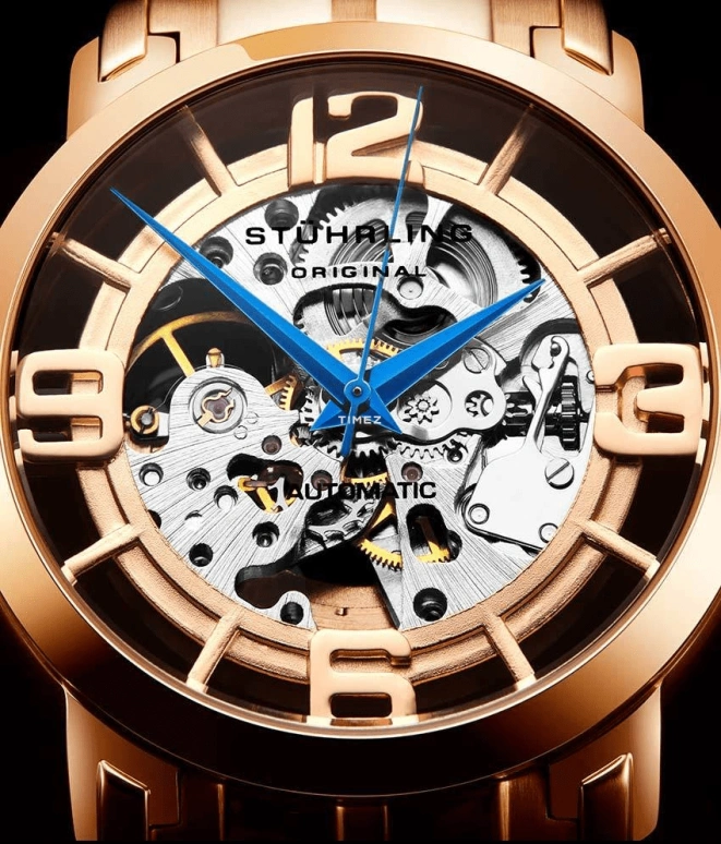 Stuhrling,Legacy 42mm,42mm,Stainless Steel,Rose Gold,Silver,Automatic,Hardlex,Round,3964,3964.3