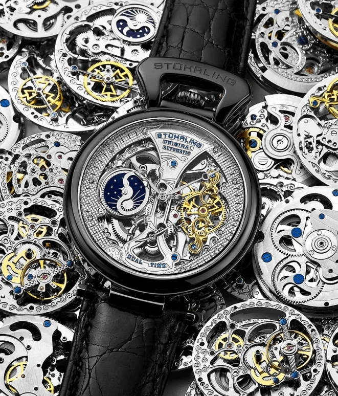 Stuhrling,Legacy 46mm,46mm,Stainless Steel,Silver,Automatic,Dule Time,Day / Night Indication,3920,3920.4