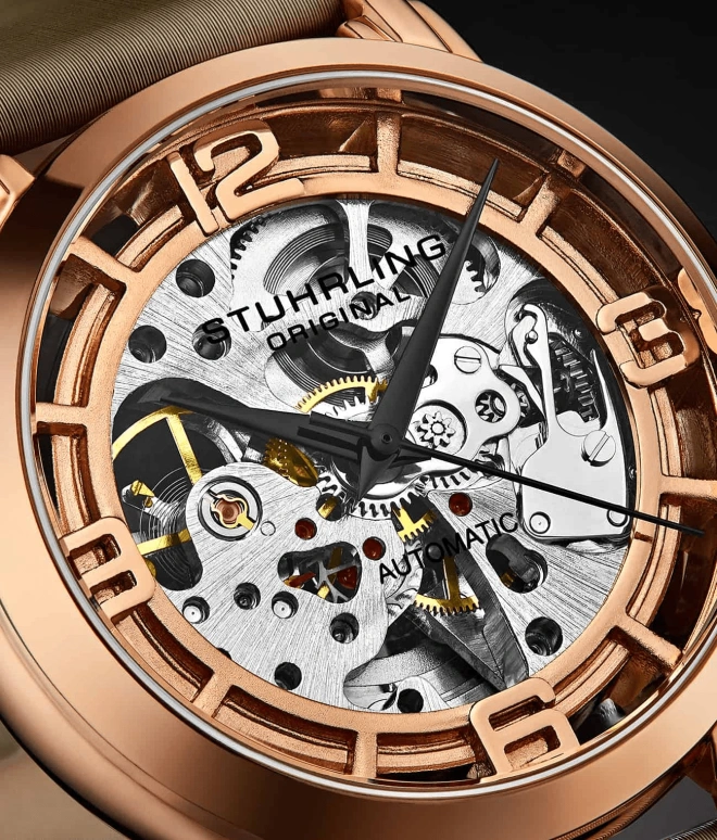 Stuhrling,Legacy 40mm,40mm,Stainless Steel,Silver,Rose Gold,Automatic,Hardlex,Round,3982,3982.6