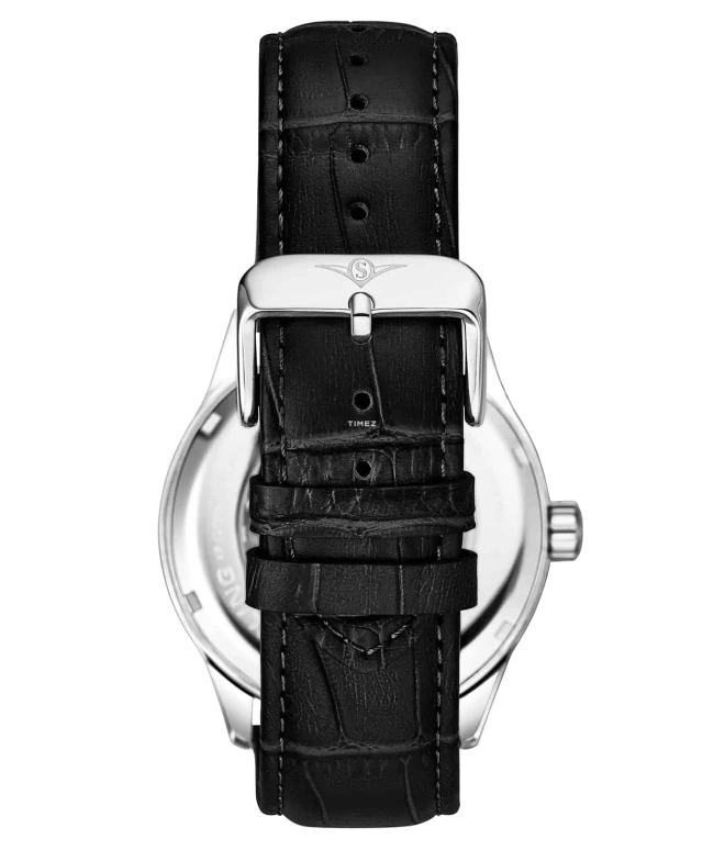 Stuhrling,Legacy 42mm,42mm,Stainless Steel,Black,Silver,Automatic,Hardlex,Round,3947,3947.2