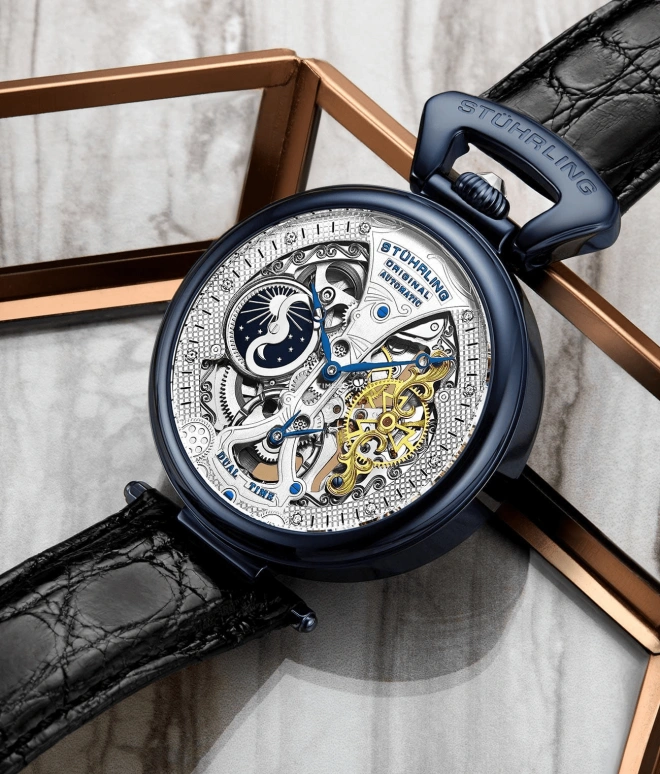 Stuhrling,Legacy 46mm,46mm,Stainless Steel,Silver,Automatic,Dule Time,Day / Night Indication,3920,3920.3