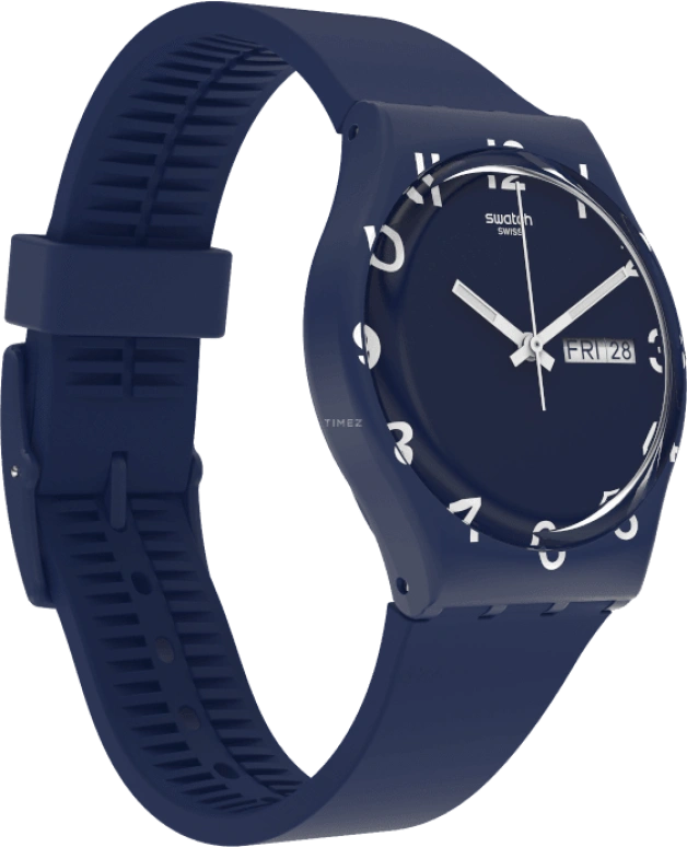 Swatch,Originals 39.20mm,39.20mm,Plastic,Blue,Sapphire,Crystal Glass,Closed,GN726
