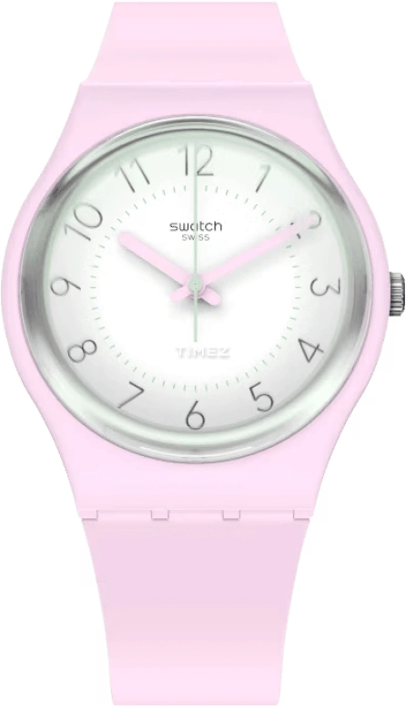 Swatch,Originals 34mm,34mm,Plastic,White,Quartz,Tonneau,Pink,GP175