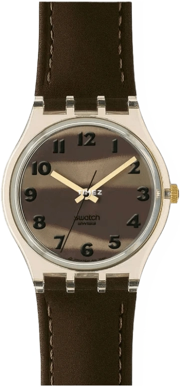 Swatch,Other 44.70mm,44.70mm,Plastic,Brown,Quartz,Round,Transparent,GP114P