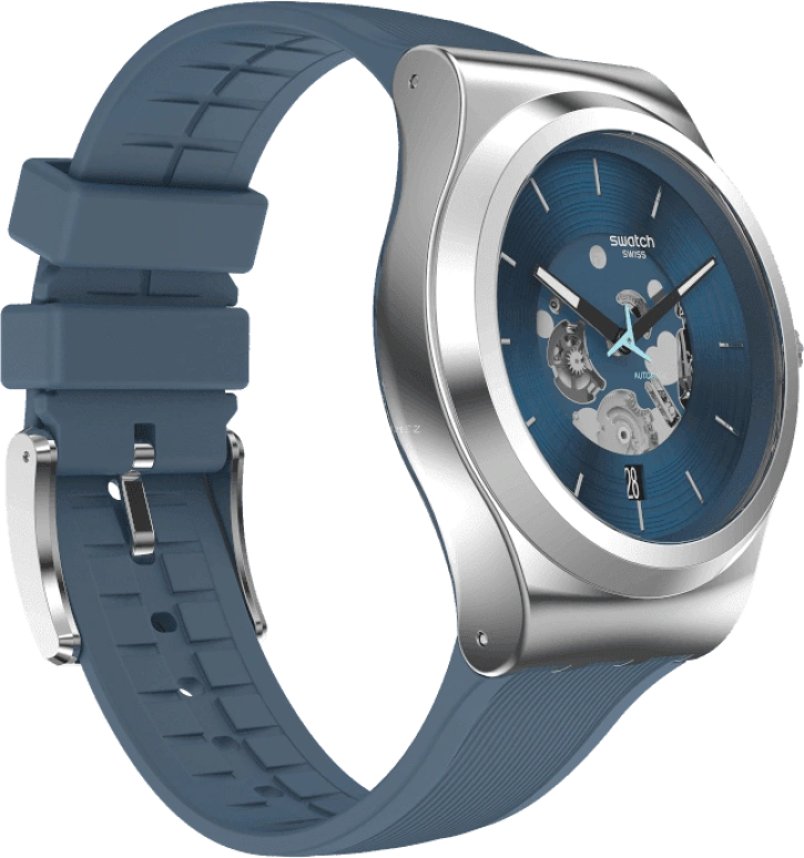 Swatch,IRONY 42mm,42mm,Stainless Steel,Blue,Open,YIS430