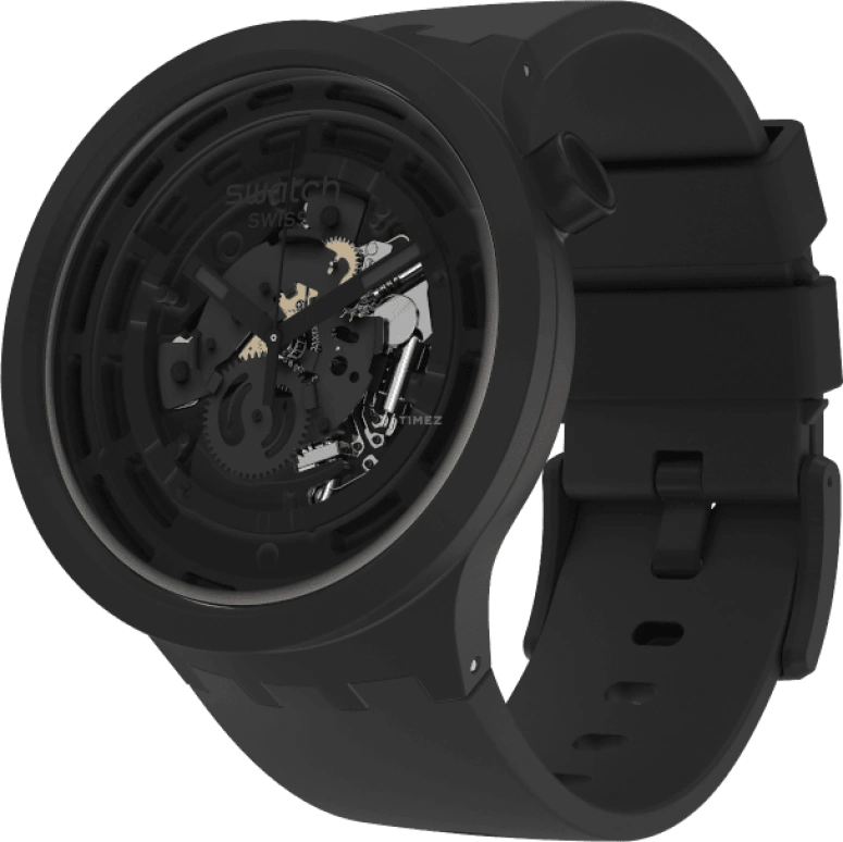 Swatch,Other 47mm,47mm,Bioceramic,Black,Skeleton,Quartz,Sapphire,Crystal Glass,Round,SB03B100