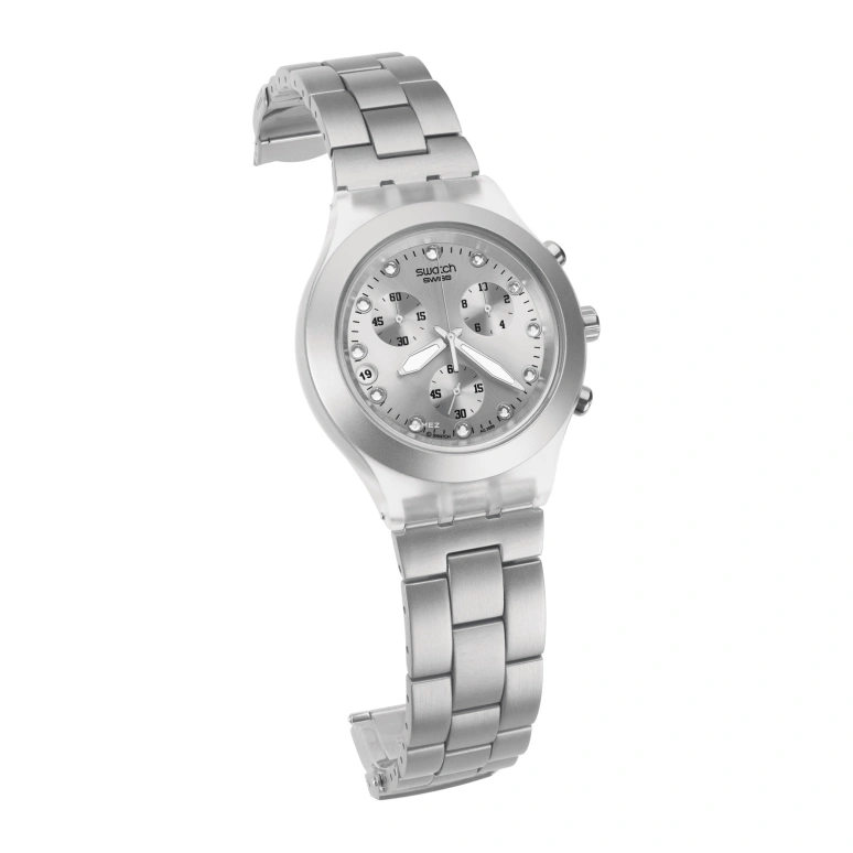 Swatch,CLASSIC 42mm,42mm,Plastic,Silver,Quartz,Chronograph,Day,SVCK4038G
