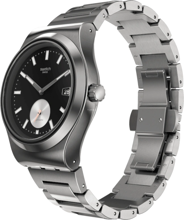 Swatch,IRONY 42mm,42mm,Stainless Steel,Black,Sapphire,Crystal Glass,Open,SY23S406G