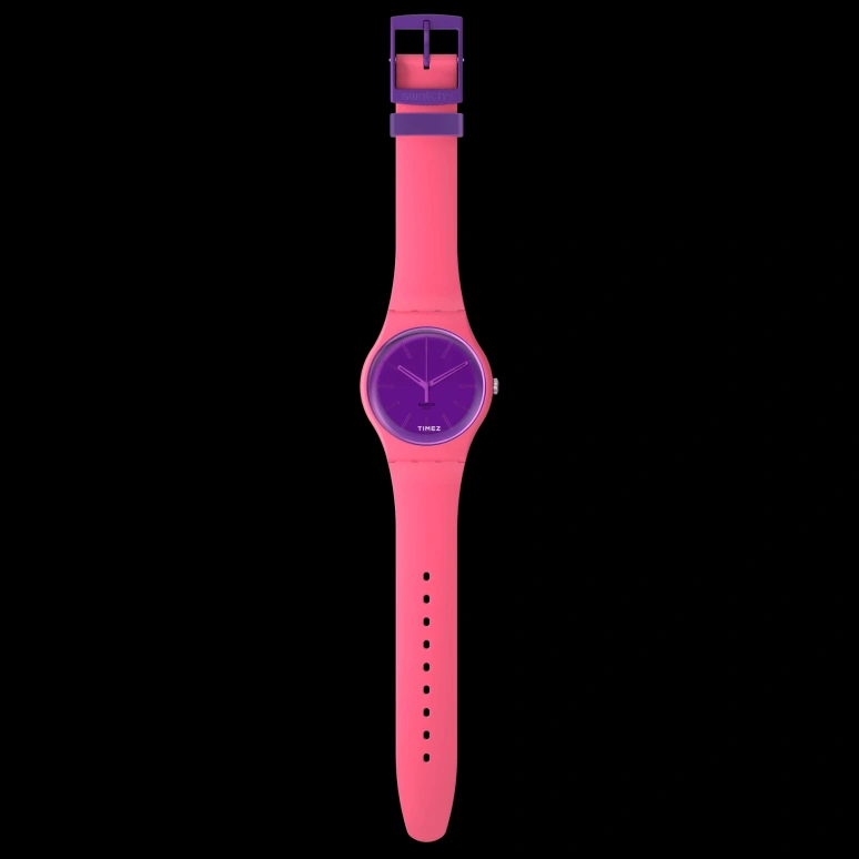 Swatch,Originals 41mm,41mm,Bio-sourced,Purple,Quartz,Tonneau,Pink Red,SO29P102