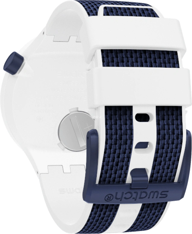 Swatch,THE BOLD 47mm,47mm,Plastic,White,Sapphire,Crystal Glass,Closed,SO27W102