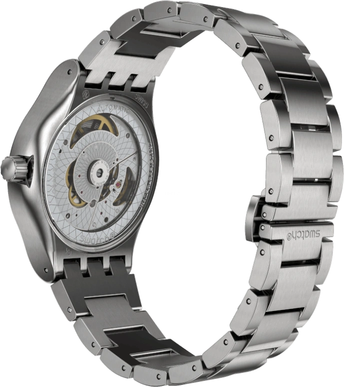 Swatch,IRONY 42mm,42mm,Stainless Steel,Black,Sapphire,Crystal Glass,Open,SY23S406G