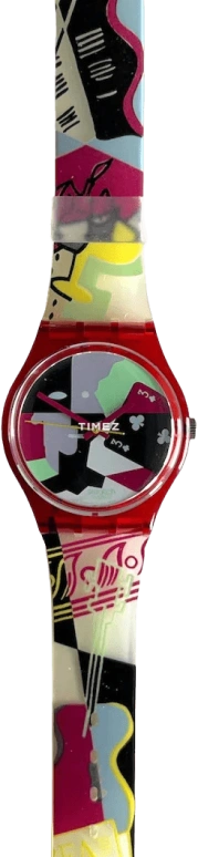 Swatch,Other 34mm,34mm,Plastic,Multi-Color,Quartz,Sapphire,Crystal Glass,Tonneau,GR110