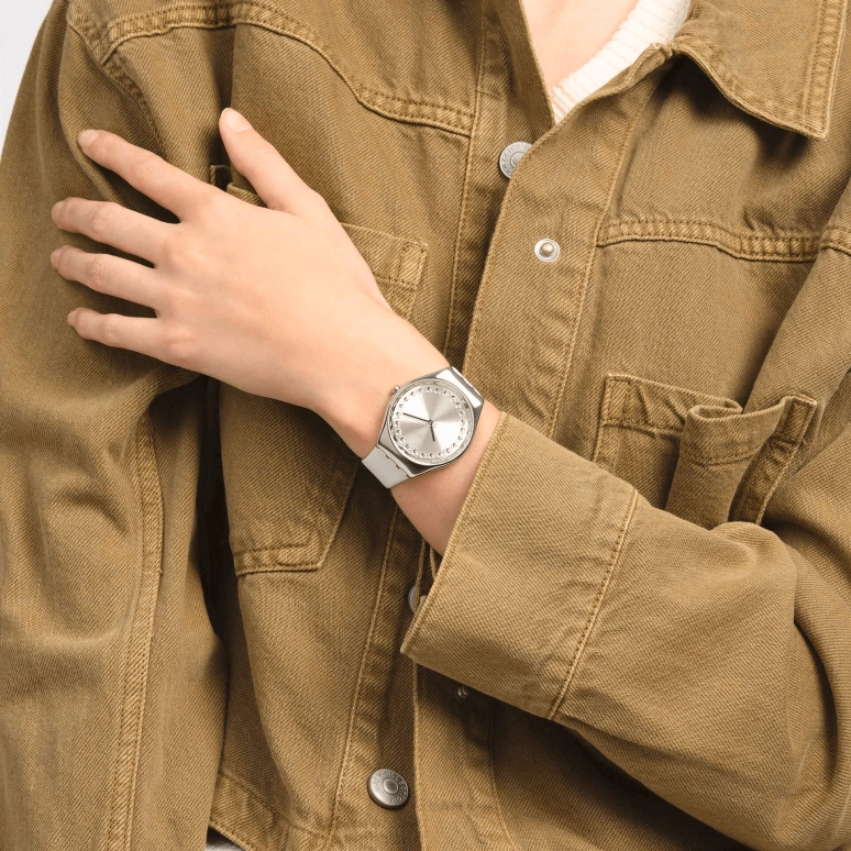 Swatch,IRONY 38mm,38mm,Stainless Steel,White,Quartz,Sapphire,Crystal Glass,Round,SYXS143