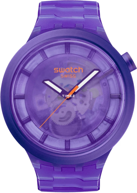 Swatch,THE BOLD 47mm,47mm,Bio-sourced,Purple,Quartz,Sapphire,Crystal Glass,Round,SB05V103