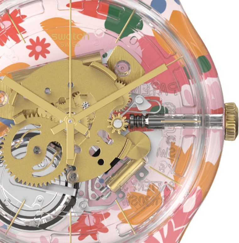 Swatch,Originals 41mm,41mm,Plastic,Multi-Color,Skeleton,Quartz,Sapphire,Crystal Glass,Round,SUOK147,SUOK147-020