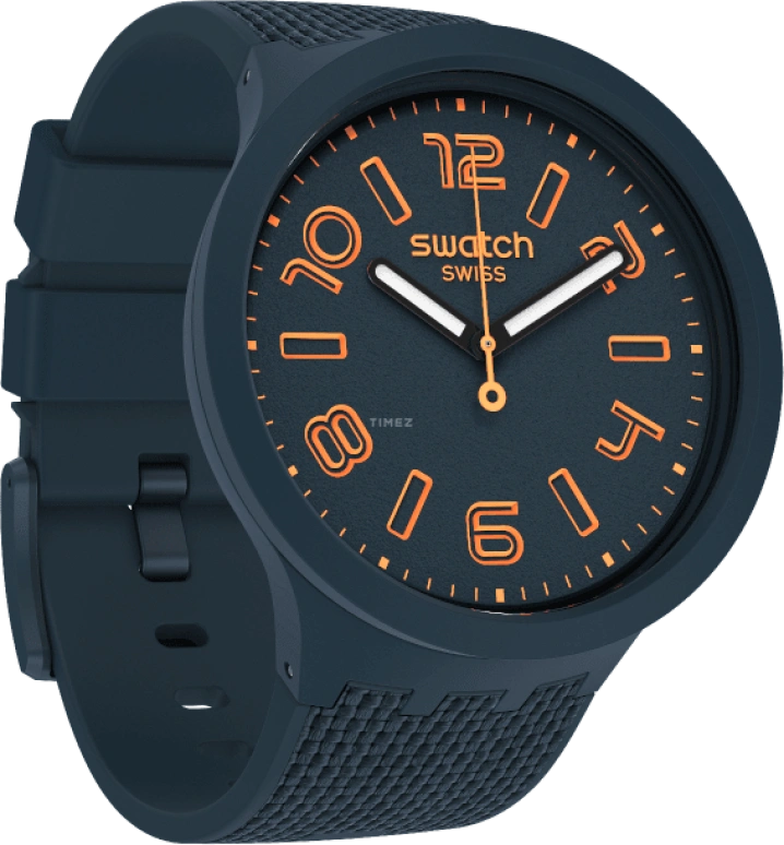 Swatch,THE BOLD 47mm,47mm,Plastic,Blue,Sapphire,Crystal Glass,Closed,SO27N107