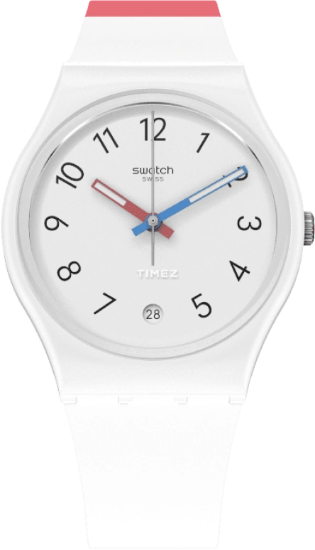 Swatch,Other 34mm,34mm,Bio-sourced,White,Quartz,Day,Sapphire,Crystal Glass,SO28W400