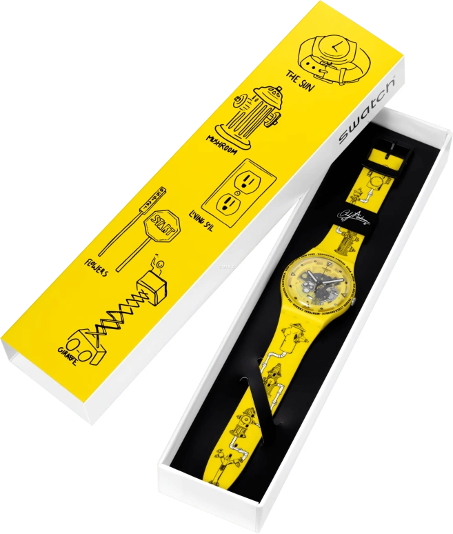 Swatch,Originals 41mm,41mm,Bio-sourced,Yellow,Transparent,Quartz,Round,Yellow,SO29J101