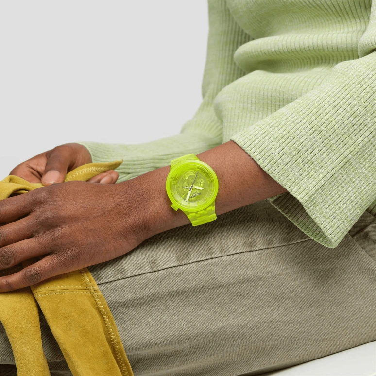 Swatch,THE BOLD 47mm,47mm,Bio-sourced,Yellow,Quartz,Sapphire,Crystal Glass,Round,SB05J103