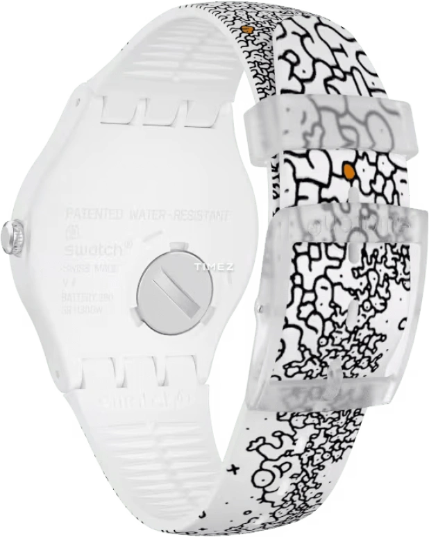 Swatch,Originals 41mm,41mm,Plastic,White,Orange,Quartz,Tonneau,White,SUOW167