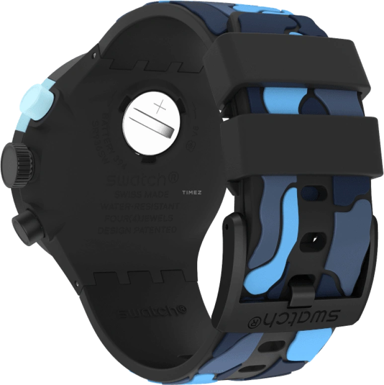Swatch,THE BOLD 47mm,47mm,Plastic,Black,Sapphire,Crystal Glass,Closed,SB02B408