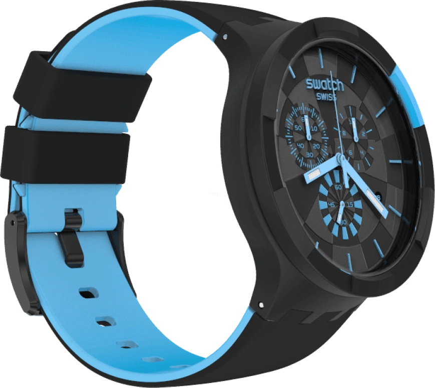 Swatch,THE BOLD 47mm,47mm,Plastic,Black,Sapphire,Crystal Glass,Closed,SB02B401