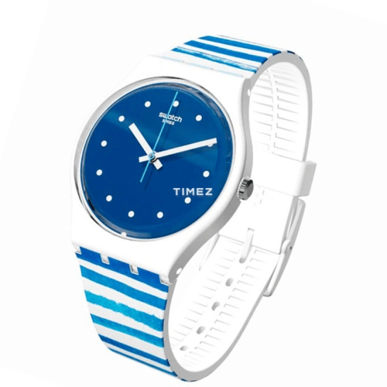 Swatch,Originals 34mm,34mm,Plastic,Blue,Quartz,Sapphire,Crystal Glass,Tonneau,GW193