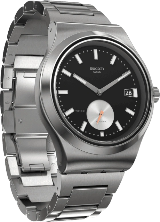 Swatch,IRONY 42mm,42mm,Stainless Steel,Black,Sapphire,Crystal Glass,Open,SY23S406G