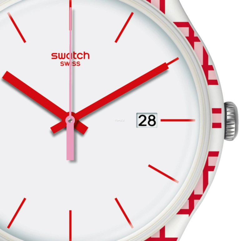 Swatch,Originals 41mm,41mm,Plastic,White,Quartz,Day,Tonneau,SUOW401