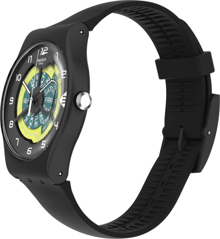 Swatch,Originals 41mm,41mm,Plastic,Black,Sapphire,Crystal Glass,Closed,SUOB732