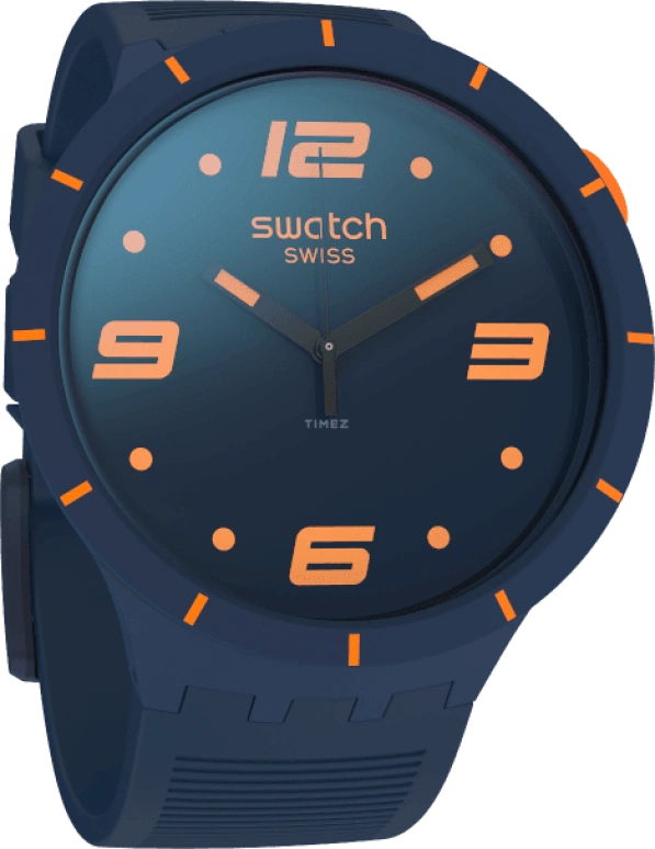 Swatch,THE BOLD 47mm,47mm,Plastic,Blue,Closed,SO27N110