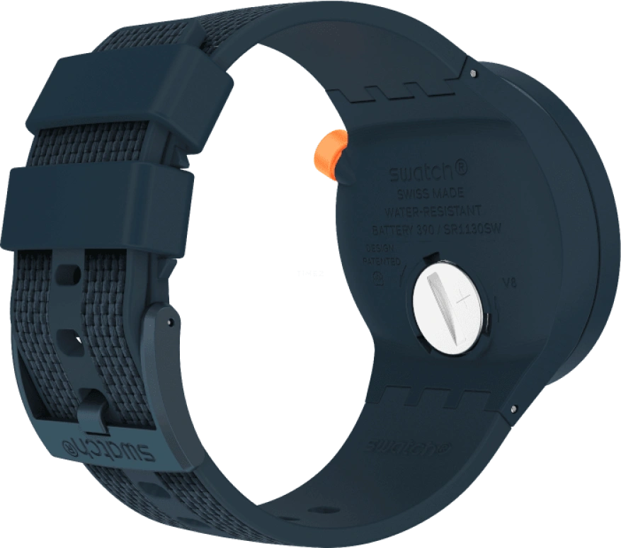 Swatch,THE BOLD 47mm,47mm,Plastic,Blue,Sapphire,Crystal Glass,Closed,SO27N107
