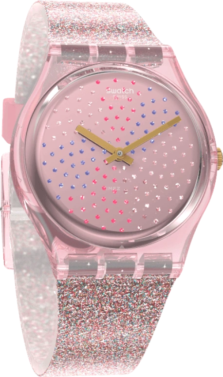 Swatch,Originals 34mm,34mm,Plastic,Pink,Sapphire,Crystal Glass,GP168