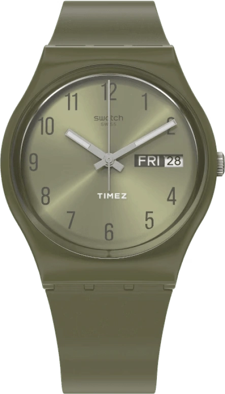 Swatch,Originals 34mm,34mm,Plastic,Green,Quartz,Date,Day,GG712