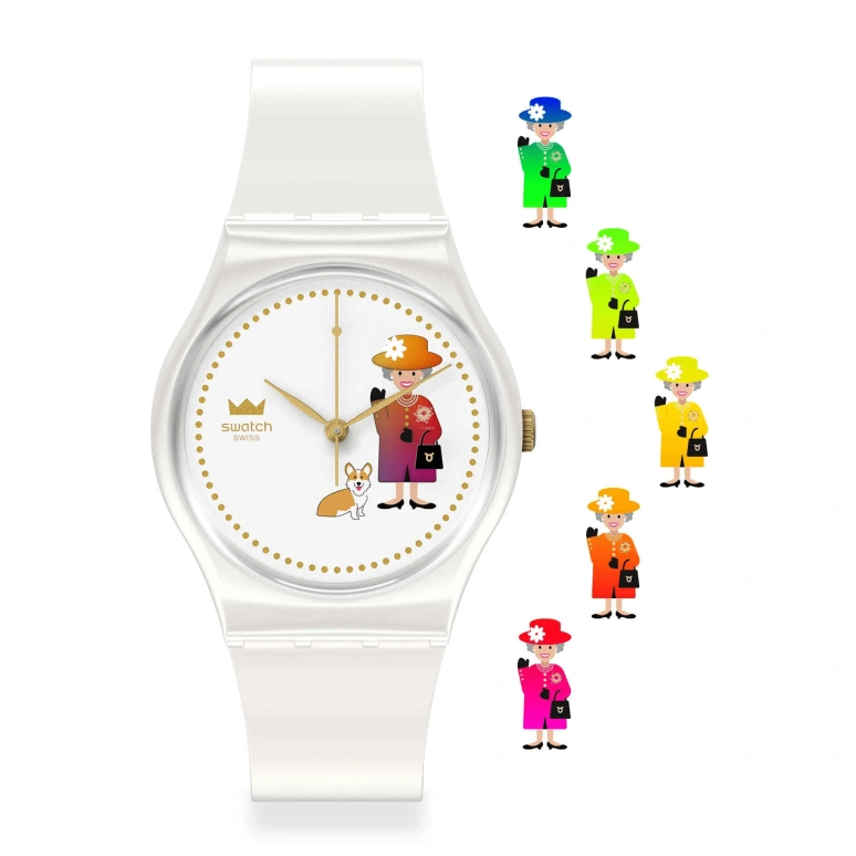 Swatch,Other 34mm,34mm,Plastic,White,Sapphire,Crystal Glass,GZ711