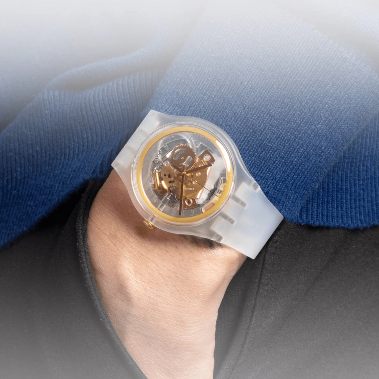 Swatch,Originals 41mm,41mm,Plastic,Transparent,Gold,Quartz,Tonneau,Transparent,SVIZ102,SVIZ102-5300