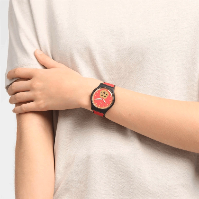 Swatch,Other 41mm,41mm,Bioceramic,Red,Gold,Quartz,Sapphire,Crystal Glass,Round,SO32Z107