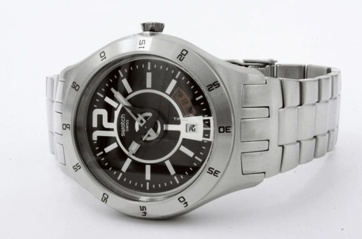 Swatch,Other 43mm,43mm,Stainless Steel,Coffee,Brown,Quartz,Day,Sapphire,Crystal Glass,YTS406G