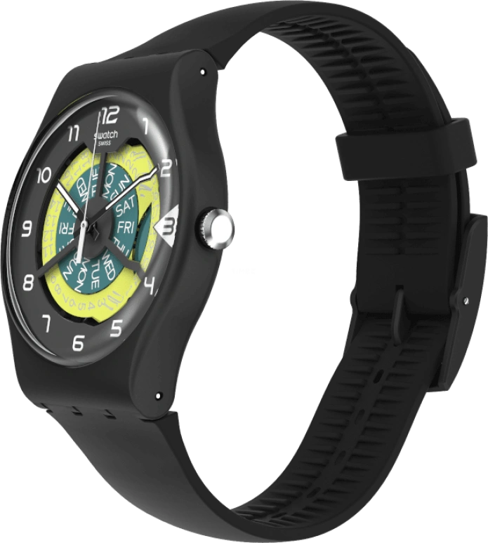 Swatch,Originals 41mm,41mm,Plastic,Black,Sapphire,Crystal Glass,Closed,SUOB732